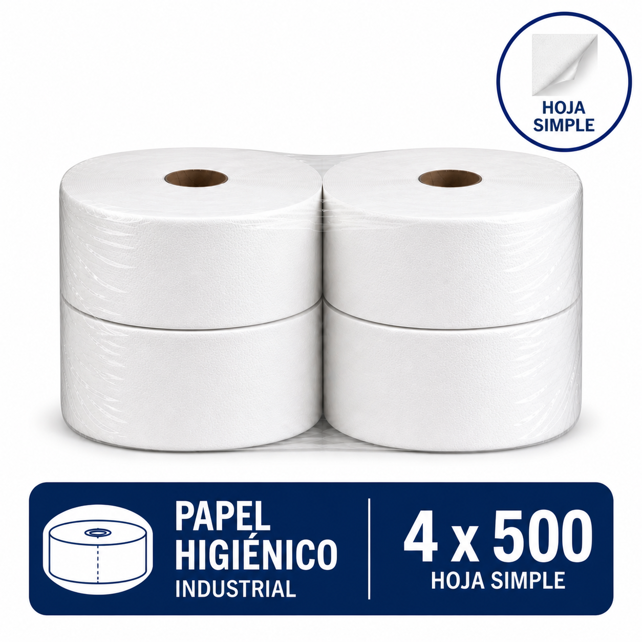 Papel Higenico Industrial 500m 4 Uds.